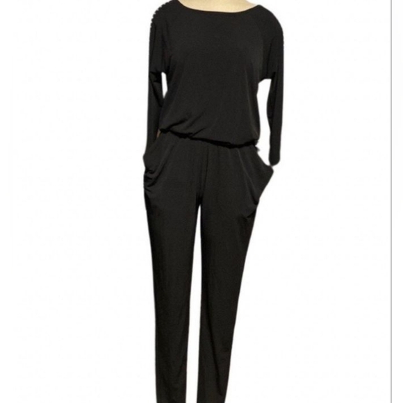 MICHAEL Michael Kors Black 3/4 Sleeve Rhinestone Jumpsuit Size 1X - Picture 5 of 8